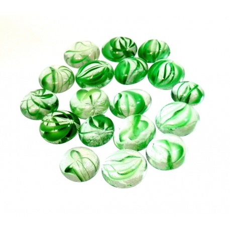 Kaboszony - oczka szklane 1 bezbarwne z zieloną smugą, 200g