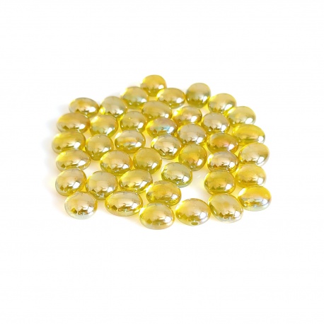 Kaboszony małe - oczka szklane 108i żółte iryzowane, 200g