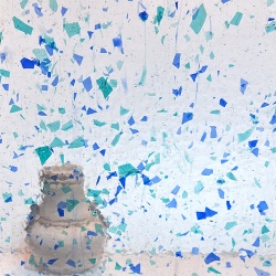 Szkło witrażowe konfetti niebiesko turkusowe